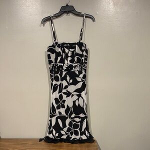 R&M Richards Black and White Floral Mini Dress
